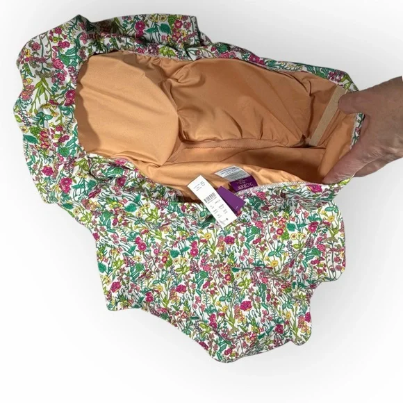 J. Crew One-Shoulder Floral One Piece in Green and Pink flutter Liberty Sz 16‎ - Picture 12 of 14